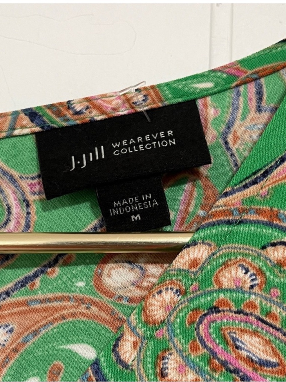 J. Jill Wearever Collection Green Paisley Midi Dress Side Slit Size M - Picture 9 of 11